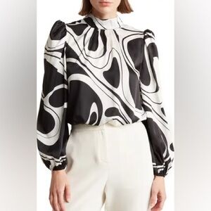 Love by Design Swirl Girl Black and White Blouse - M - NWT